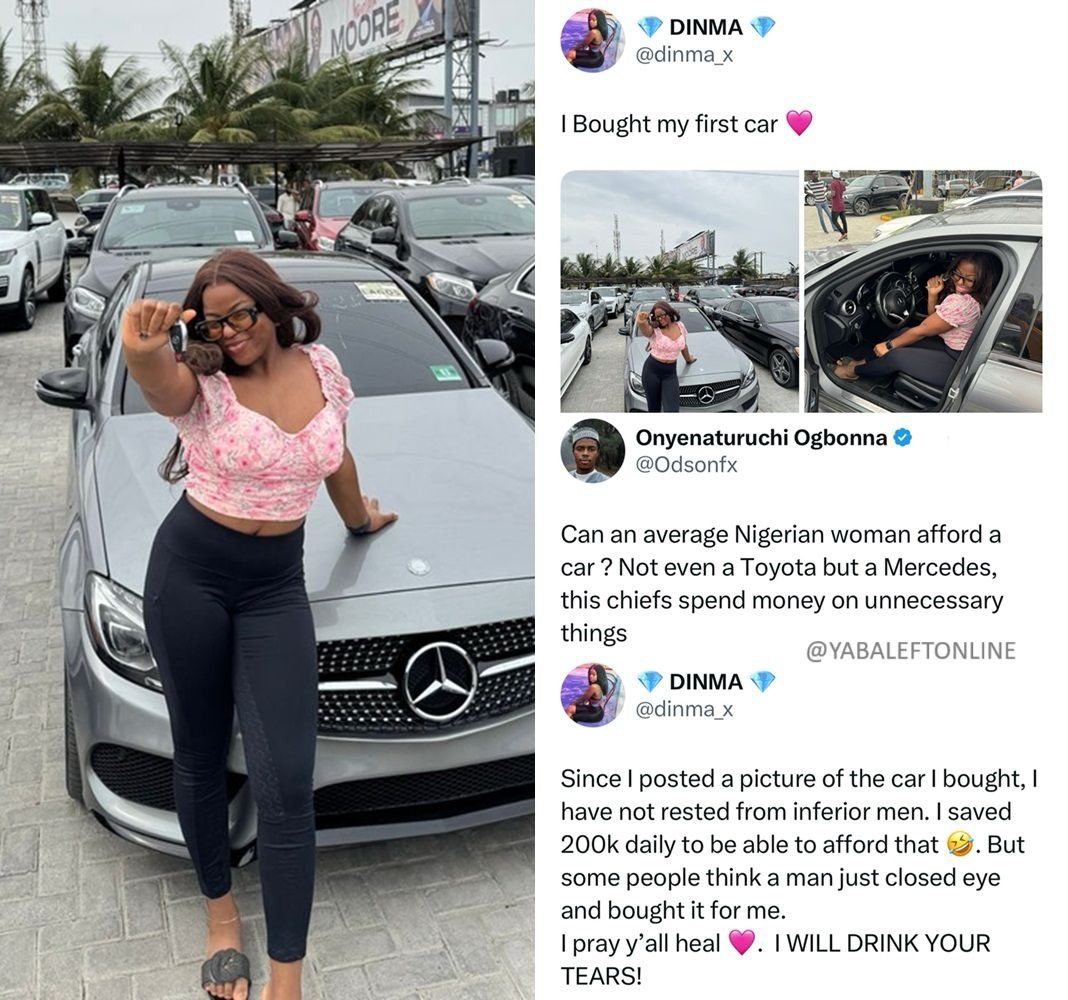 X users troll a lady who claims she saved 200k daily to buy Benz